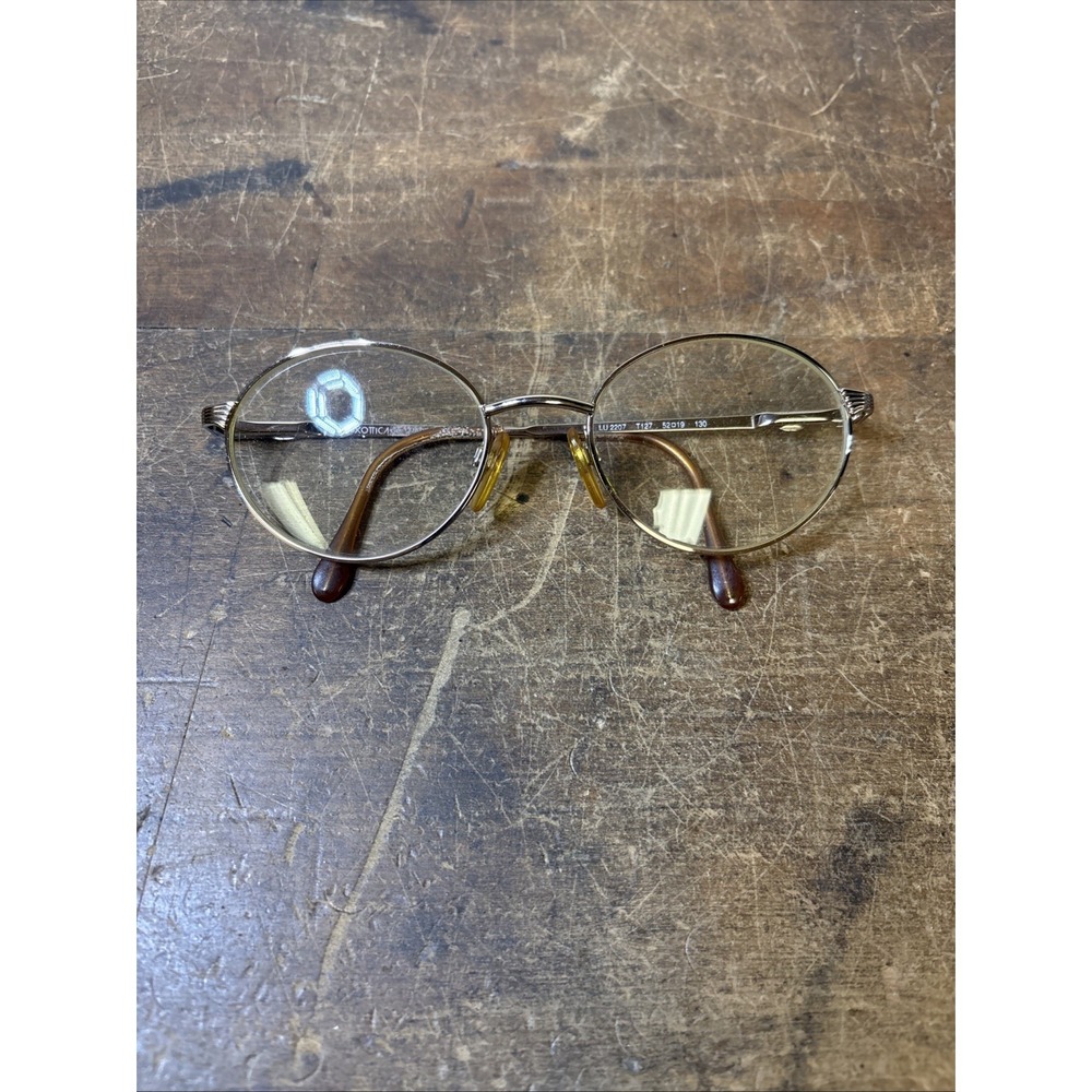 Vtg Luxottica Eye Glasses Frames Made In Italy Gold Toned